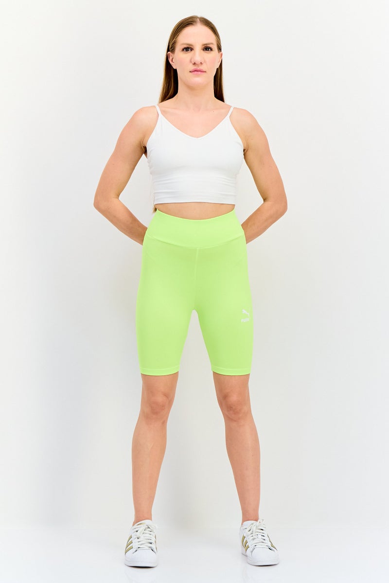 PUMA Women Sportswear Fit Brand Logo Training Shorts, Lime Green - Image 2