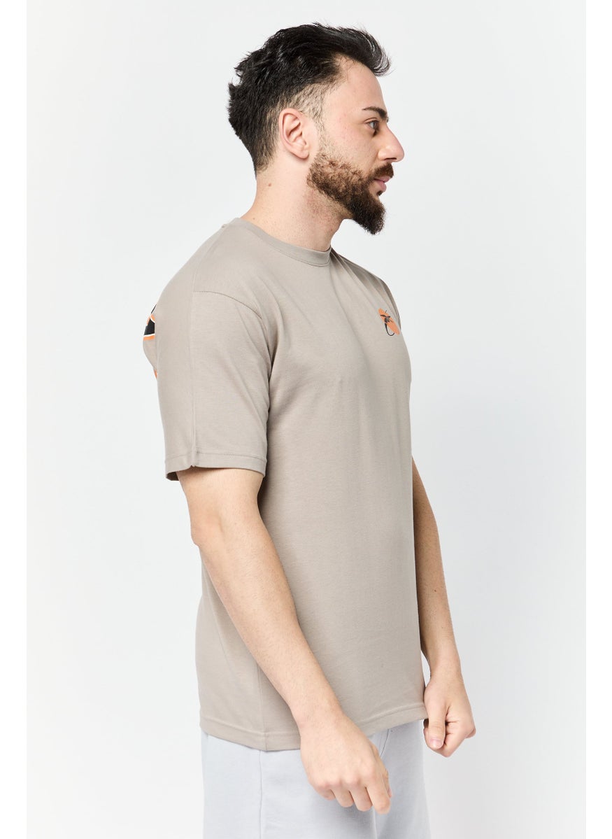 Reebok Men Sportwear Fit Short Sleeve Outdoor T-Shirt, Taupe  - Image 3