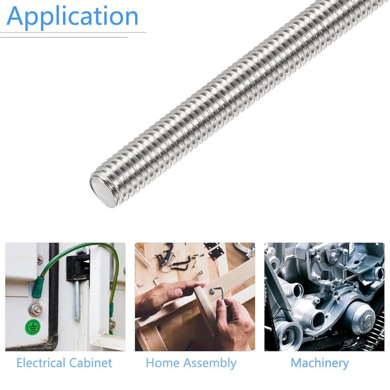 TOP-VIGOR 2Pcs M8-1.25 x 100mm Length Fully Threaded Rod, 304 Stainless Steel Right Hand Threaded Rods, Fully Studding Rod Bar for Anchor Bolts, Clamps, Hangers and U-Bolts - Image 4