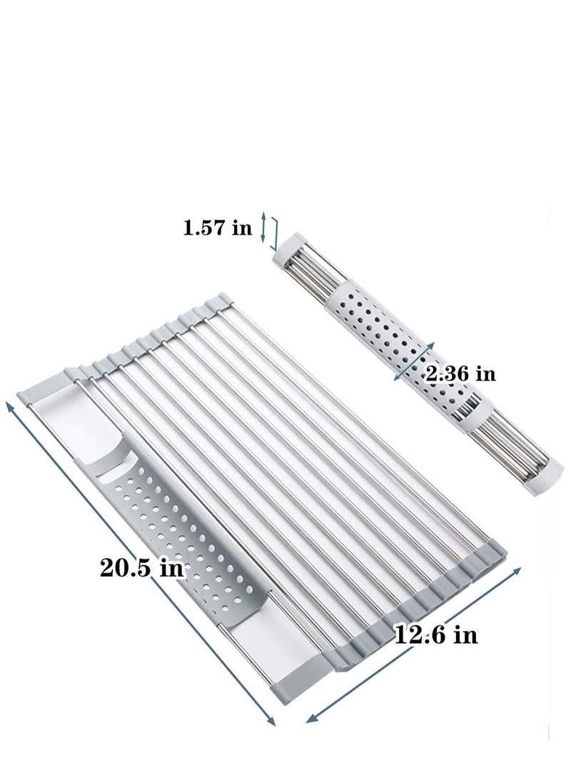 SYOSI Dish Drying Rack Over Sink Roll Up Dish Drying Rack Best Kitchen Desk Organizer Collapsible Dish Drying Rack Used for Tableware Fruits Vegetables Cups - Image 5