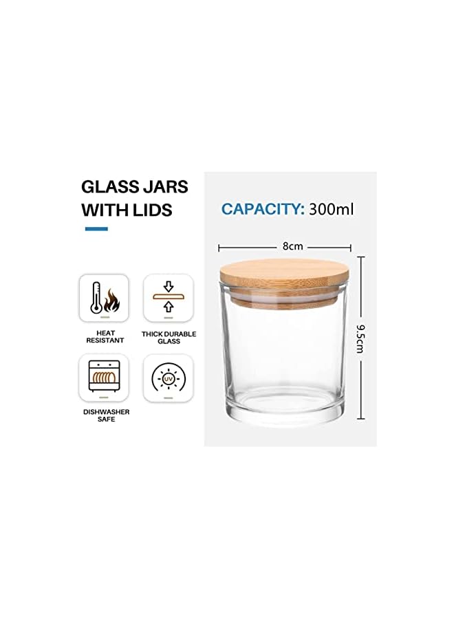 The Bros (12 Pack) Glass Candle Jars with Bamboo Lids for Making Candles, 10 OZ Empty Candle Tins with Wooden Lids, Bulk Clean Candle Containers - Dishwasher Safe - Image 2