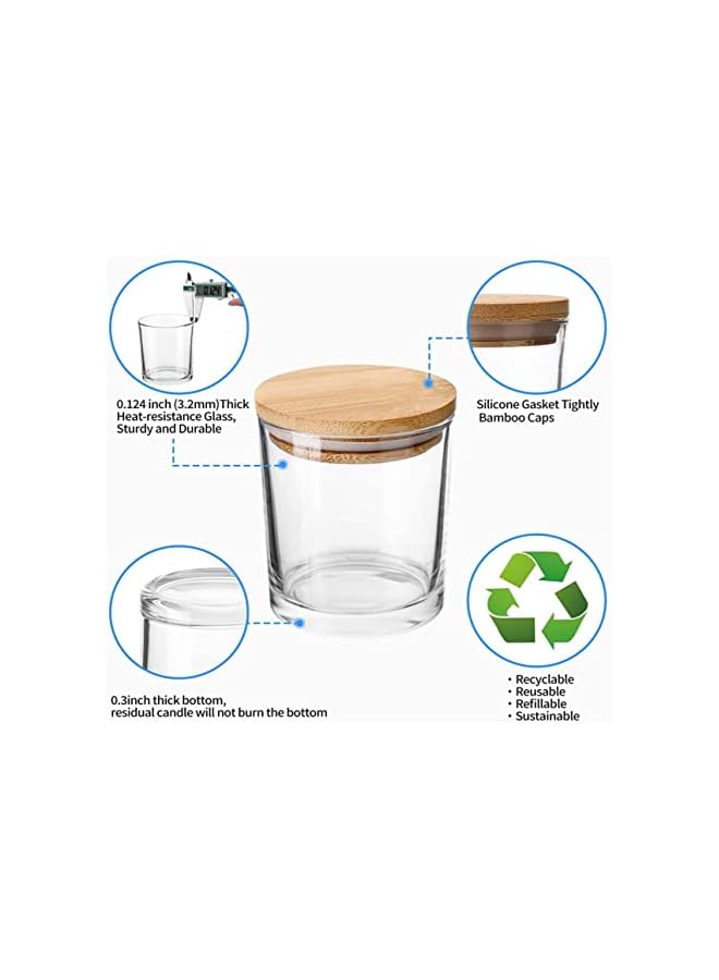 The Bros (12 Pack) Glass Candle Jars with Bamboo Lids for Making Candles, 10 OZ Empty Candle Tins with Wooden Lids, Bulk Clean Candle Containers - Dishwasher Safe - Image 5