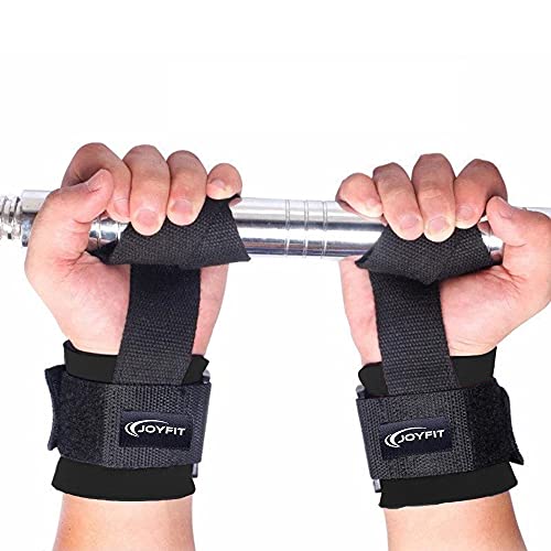 JoyFit Weightlifting Straps- For Weightlifting, Strength Training, Deadlift, Bodybuilding Crossfit and MMA, with Neoprene Padding and Wrist Support Suited for Both Men and Women [Pair] - Image 1