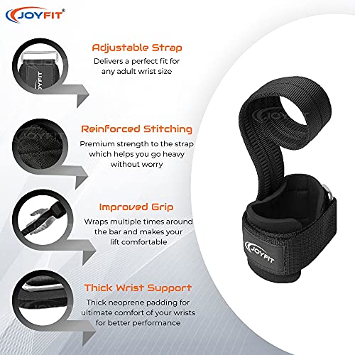 JoyFit Weightlifting Straps- For Weightlifting, Strength Training, Deadlift, Bodybuilding Crossfit and MMA, with Neoprene Padding and Wrist Support Suited for Both Men and Women [Pair] - Image 2