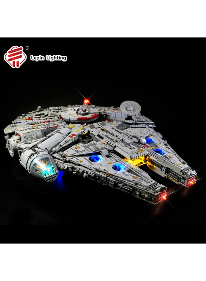 Building Blocks - Ultimate Millennium Lighting (without blocks) Building Blocks - Millennium Falcon model, space empire ship, compatible with major brands, challenging assembly, collectible gift. - Image 1
