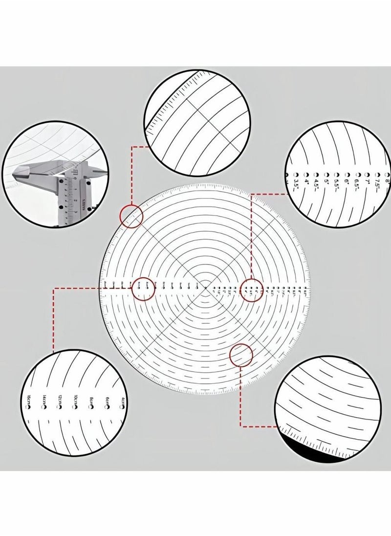 Excefore - 10" Round Center Finder Compass Clear Acrylic for Drawing Circles on fabric, wood, poster board, plastic, metal, glass, composites also for irregularly shaped items, Measure Alignment Tool - Image 1
