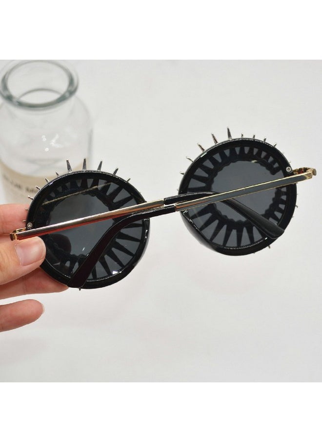 Mincl Bling Diamond Round Sunglasses For Women Fashion Crystal Rhinestone Sunglasses Cute Party Decorations Sun Glasses (Black)  - Image 5
