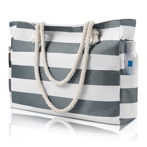 Pleneal Beach Bags For Women Large Beach Bags with Zipper Waterproof Sandproof Swim Pool Bag Large Tote - Image 1