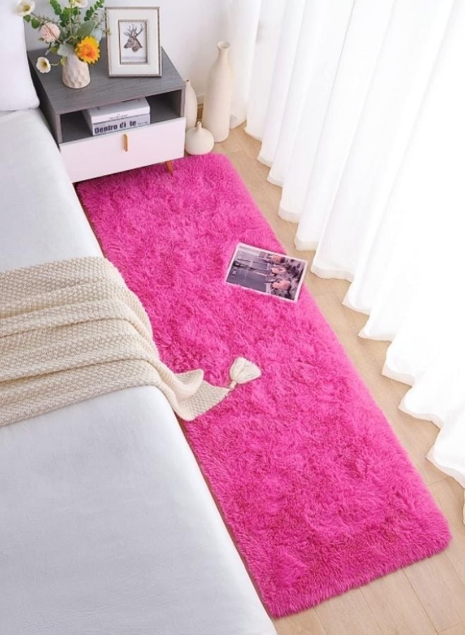 LUNA Home Soft Plush Printed Furry Floor Mat Polyester Rectangle Hot Pink - Image 1