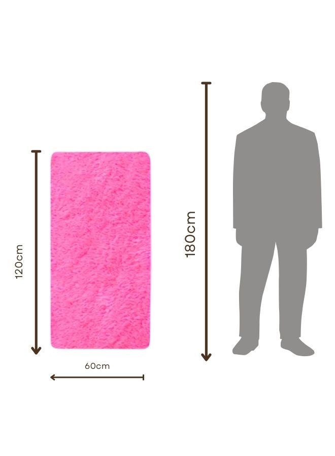 LUNA Home Soft Plush Printed Furry Floor Mat Polyester Rectangle Hot Pink - Image 2