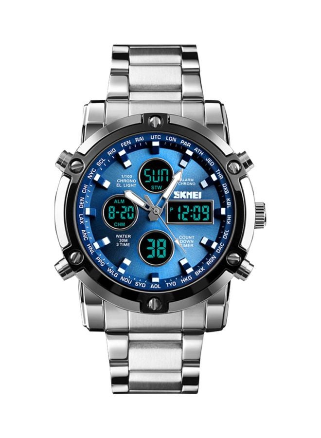 Men's Stainless Steel Analog  Digital Watch 1389 - 48 mm - Silver - Image 1