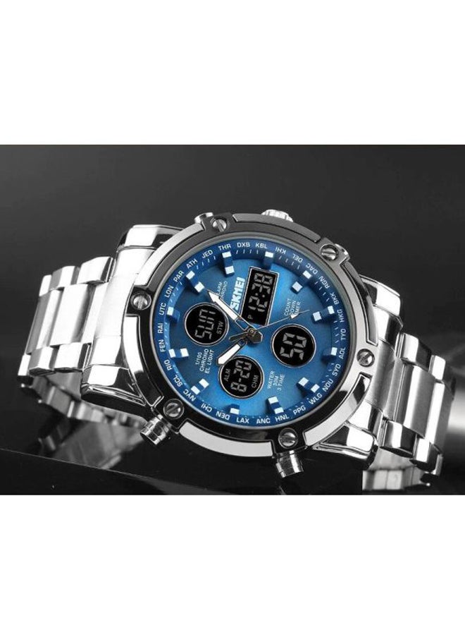 Men's Stainless Steel Analog  Digital Watch 1389 - 48 mm - Silver - Image 4