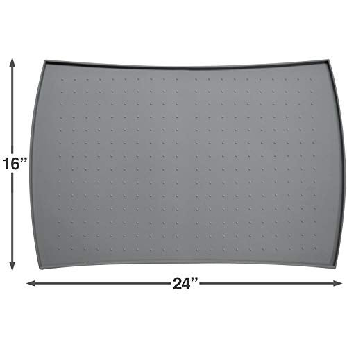 PetFusion Large WATERPROOF Pet Food Mat (24x16). FDA Grade Silicone [superior hygiene, non-toxic, multiple sizes] For dogs or cats, Gray - Image 5