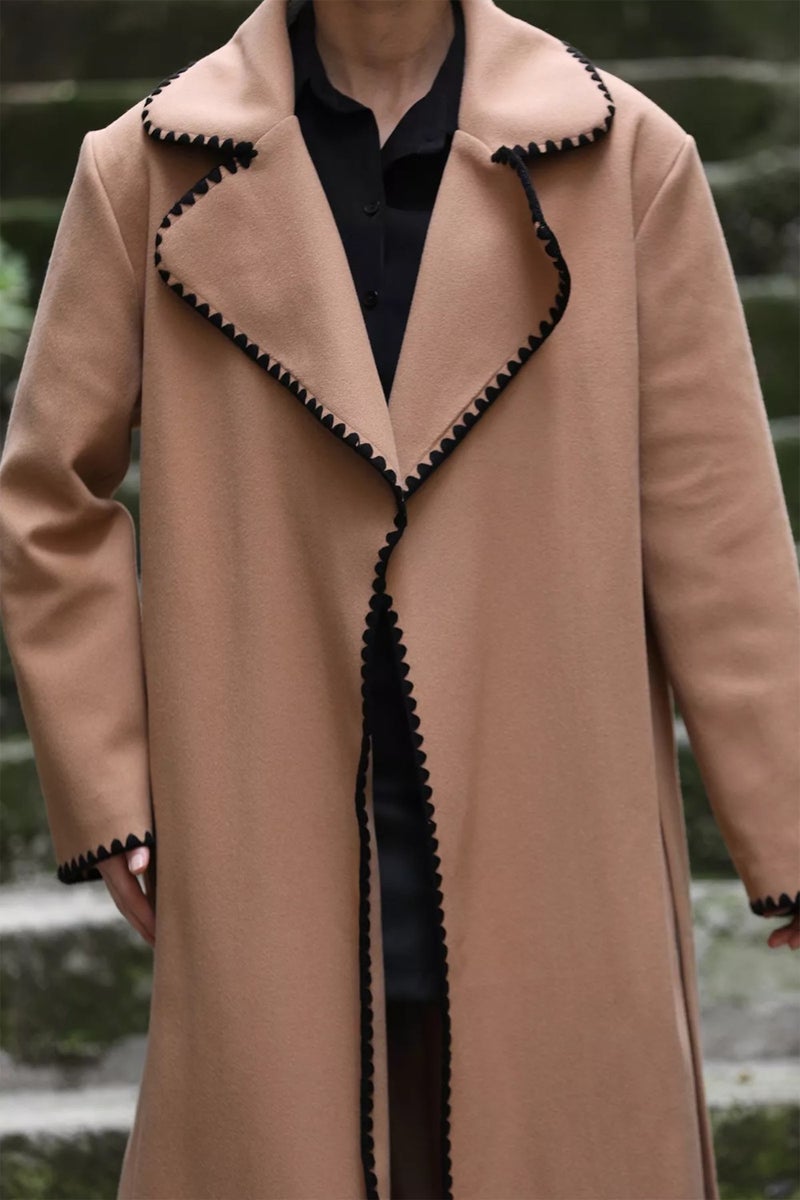 Gülseli Rose Lined Waist Belted Women's Cashmere Coat - Image 2