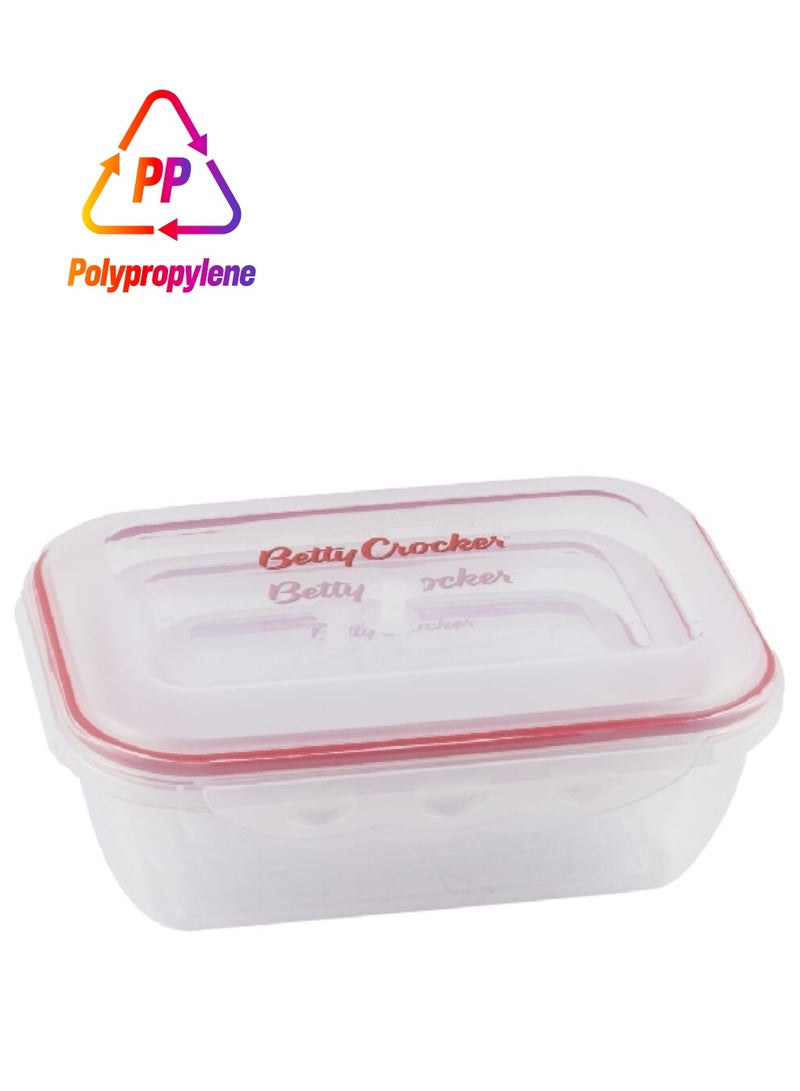 بيتي كروكر BC5023 طقم حاويات تخزين طعام مستطيلة من البولي بروبيلين عالي الجودة 3 قطع شفاف وأحمر مقاس 10 × 18 × 25.5 سم - Image 1