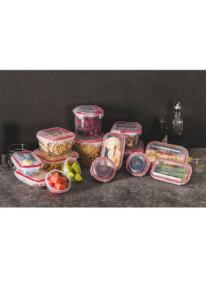 بيتي كروكر BC5023 طقم حاويات تخزين طعام مستطيلة من البولي بروبيلين عالي الجودة 3 قطع شفاف وأحمر مقاس 10 × 18 × 25.5 سم - Image 2