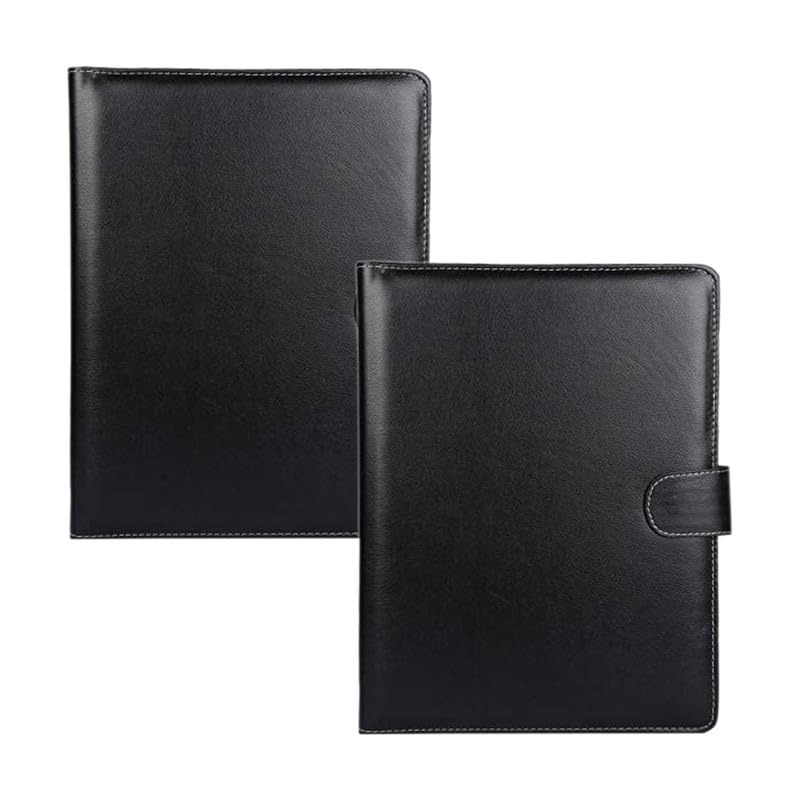AmazingHind A4 Professional Pack Of 2 File Folders, Document Files For Certificates (Faux Leather - Black01) - Image 1