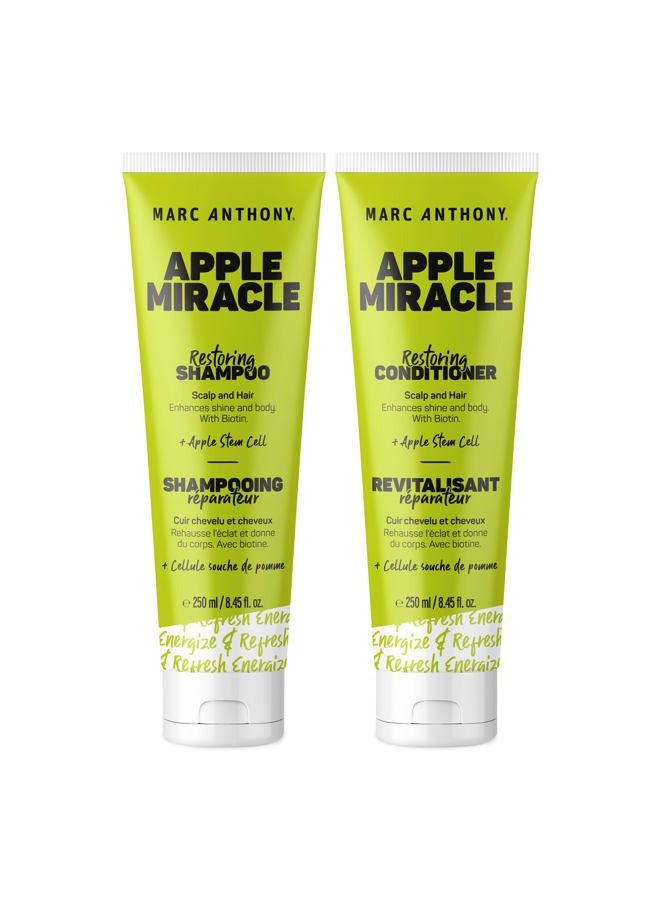 MARC ANTHONY Shampoo and Conditioner Set, Restoring Apple Miracle - Shine & Volume, Hair Growth, Breakage & Frizz Control - Apple Extract, Biotin, Keratin, & Grapeseed Oil - Dry Scalp & Damaged Hair(P - Image 1