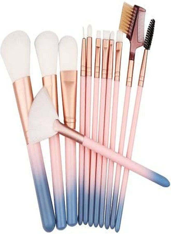 QUENCHUA Makeup Brush Set with storage barrel box | Eyeshadow Blending cosmetics Brush Kit|12 pc Makeup brush set| (Twin Color Pink n Blue) - Image 3