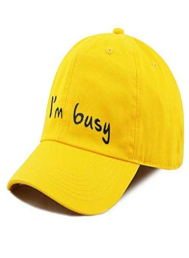 Malvina Girl's Yellow I AM BUZY Cap Free Size/Travelling Cap/Vloggers Cap/Quotes Cap - Image 1