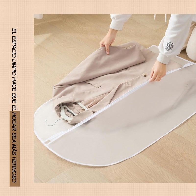 XUTONG eaImpermbles 6 Pieces Clothes Covers, Transparent Suit Bag Foldable with Zip, High Density Dustproof, Suitable for Suits, Shirts, Dresses, Coats - Image 5