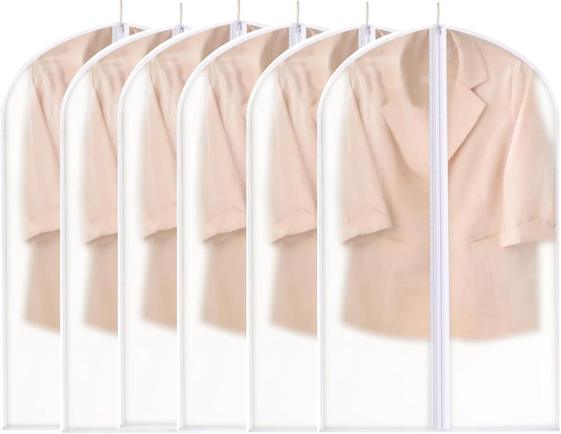 XUTONG eaImpermbles 6 Pieces Clothes Covers, Transparent Suit Bag Foldable with Zip, High Density Dustproof, Suitable for Suits, Shirts, Dresses, Coats - Image 1