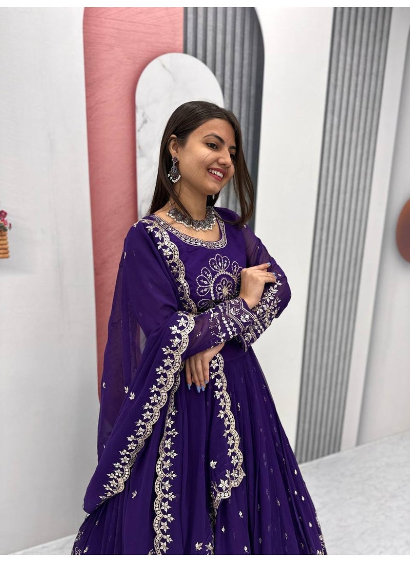 Super Asian Designer Heavy Faux Georgette Lehenga Choli Set for Women with 7mm Sequence Embroidery & Dupatta – Fully Stitched  - Image 2