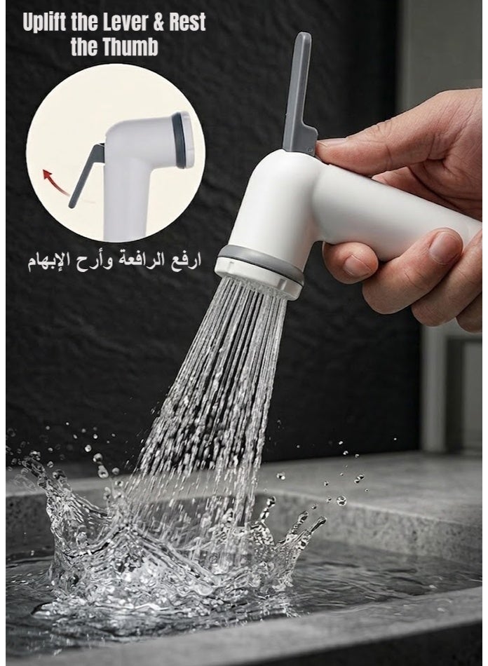 SHIND Shattaf Bidet Spray Set – Hand Held Toilet Sprayer with Hose & Wall Mount, High Pressure WC Spray, Anti-Crack Hose, Brass Fittings, ABS Chrome Finish, Heat Resistant 80°C, Leak Proof Bathroom Bidet Kit - Image 2