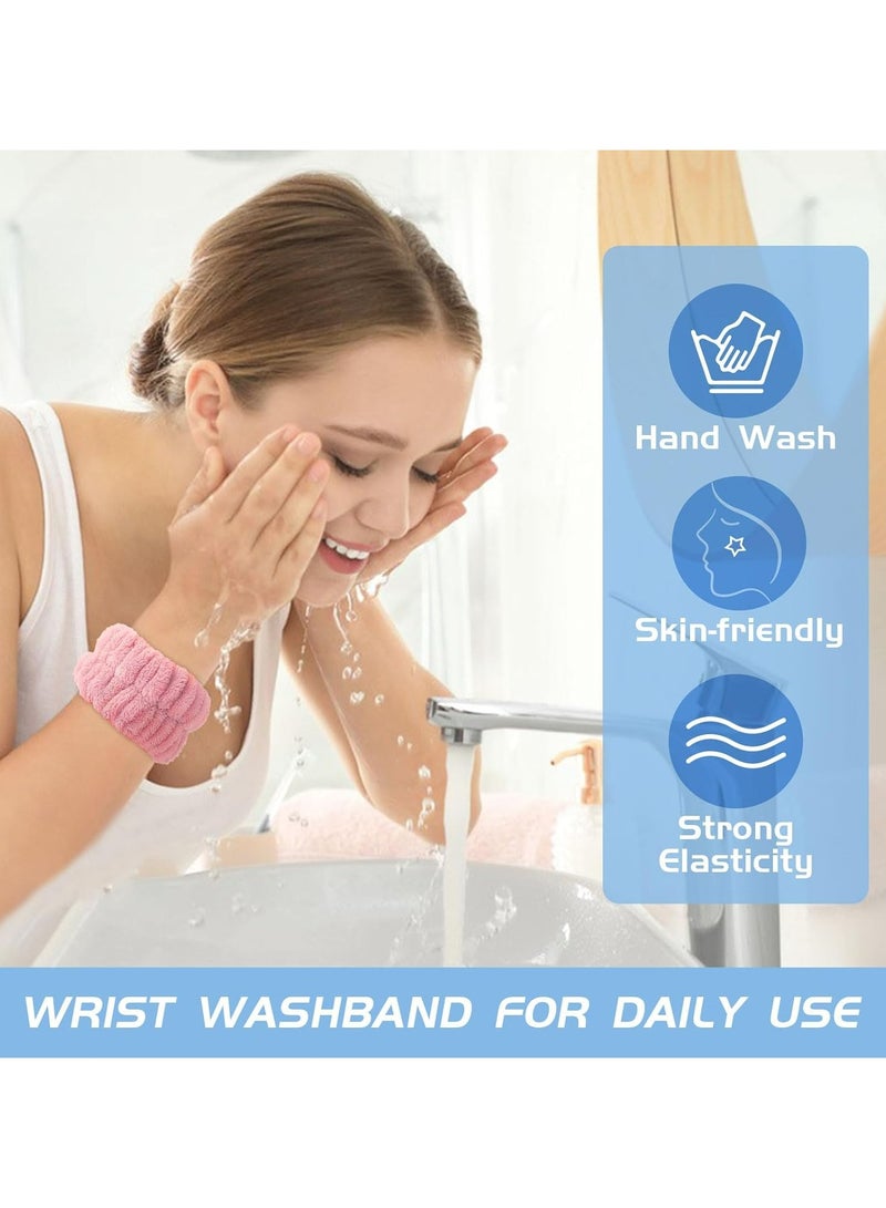Oasisgalore 4 Pairs Reusable Microfiber Face Washing Wristbands - Absorbent, Prevents Water Dripping (8pcs) - Image 4