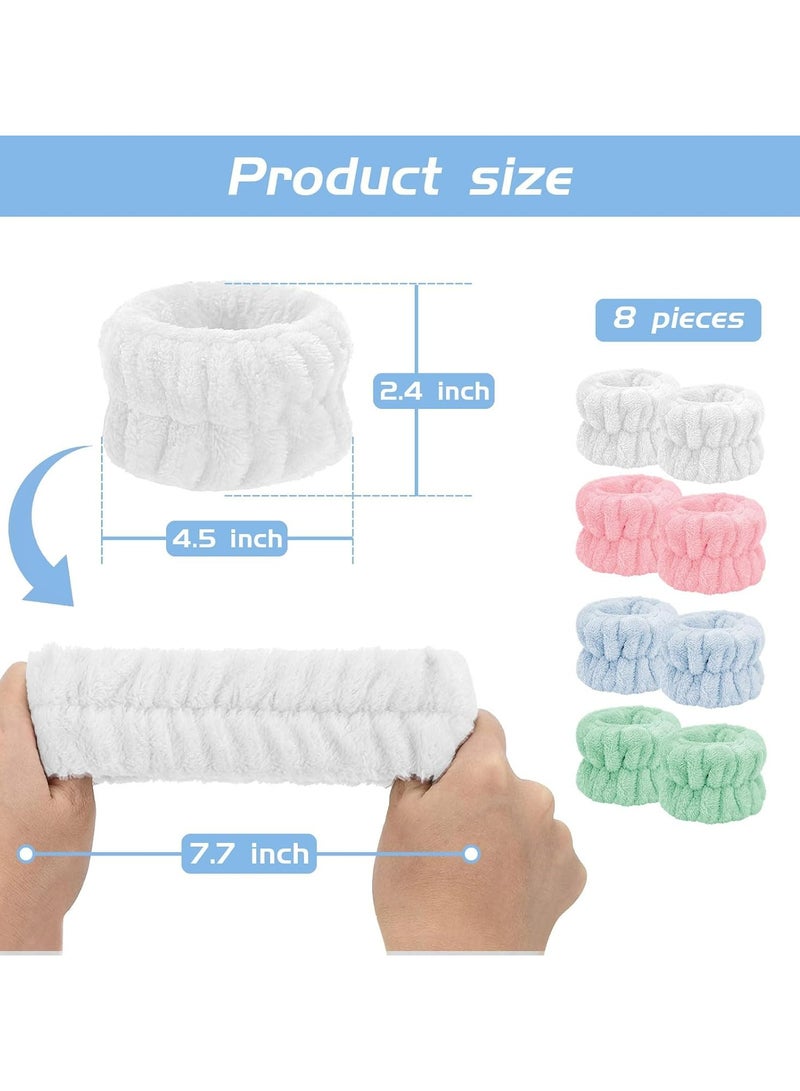 Oasisgalore 4 Pairs Reusable Microfiber Face Washing Wristbands - Absorbent, Prevents Water Dripping (8pcs) - Image 3