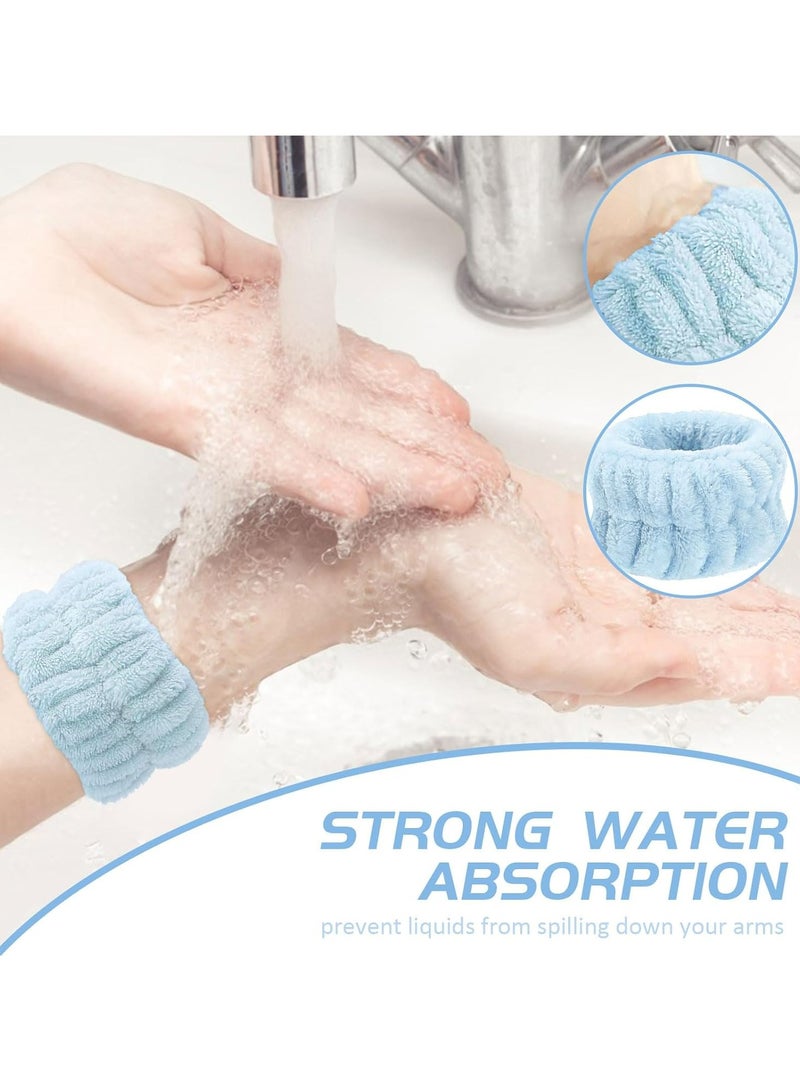 Oasisgalore 4 Pairs Reusable Microfiber Face Washing Wristbands - Absorbent, Prevents Water Dripping (8pcs) - Image 1