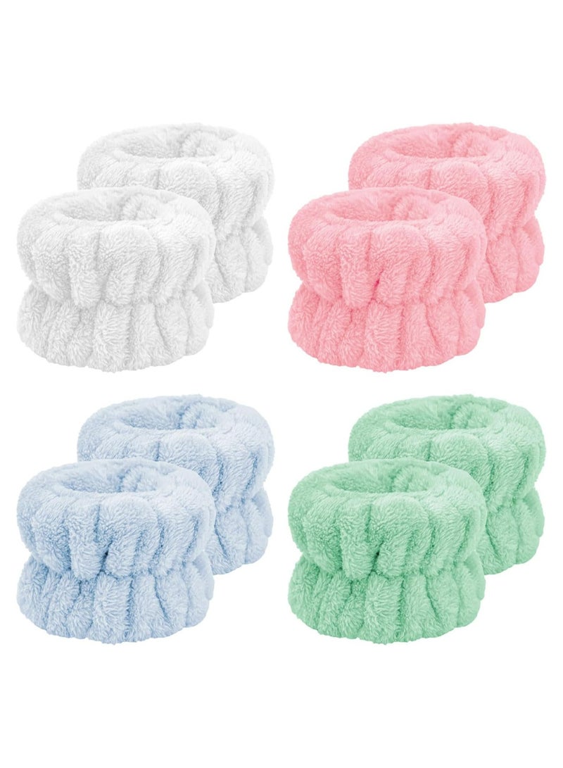 Oasisgalore 4 Pairs Reusable Microfiber Face Washing Wristbands - Absorbent, Prevents Water Dripping (8pcs) - Image 2