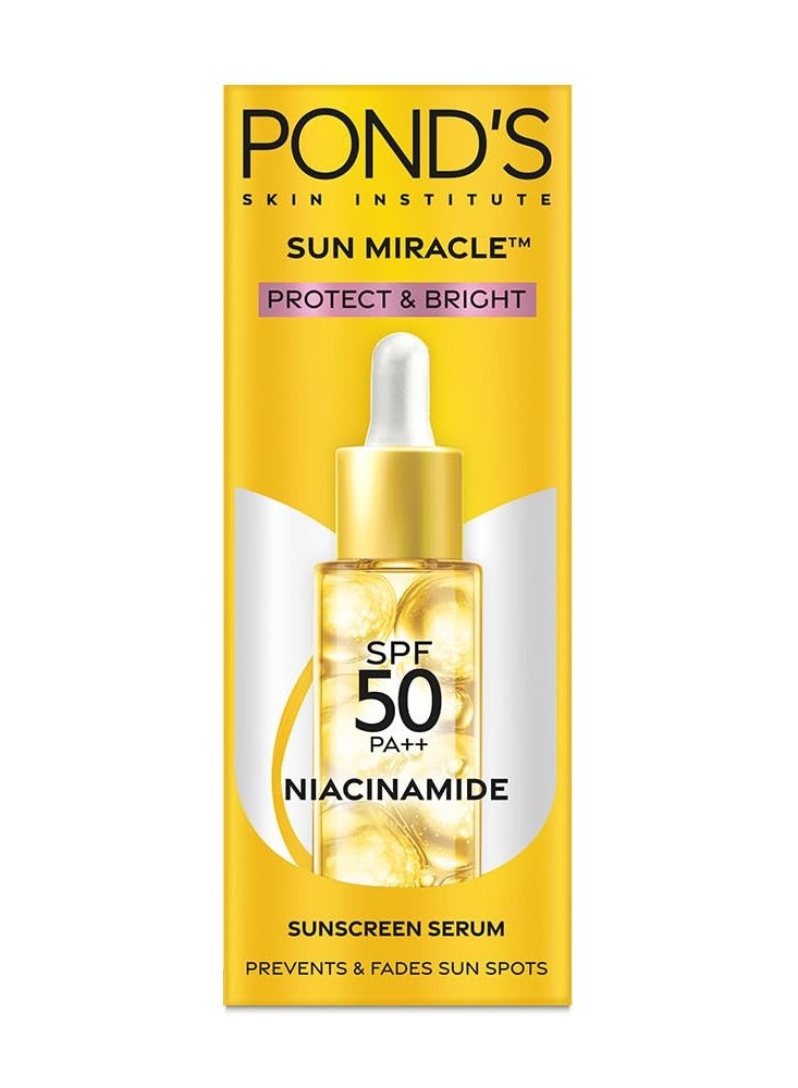 PONDS POND's Serum Boost Sunscreen For All Skin Types Serum Prevent And Fade Dark Patches With The Power Of Spf 50 And Niacinamide-C Serum 14Ml, Pack Of 1 - Image 1