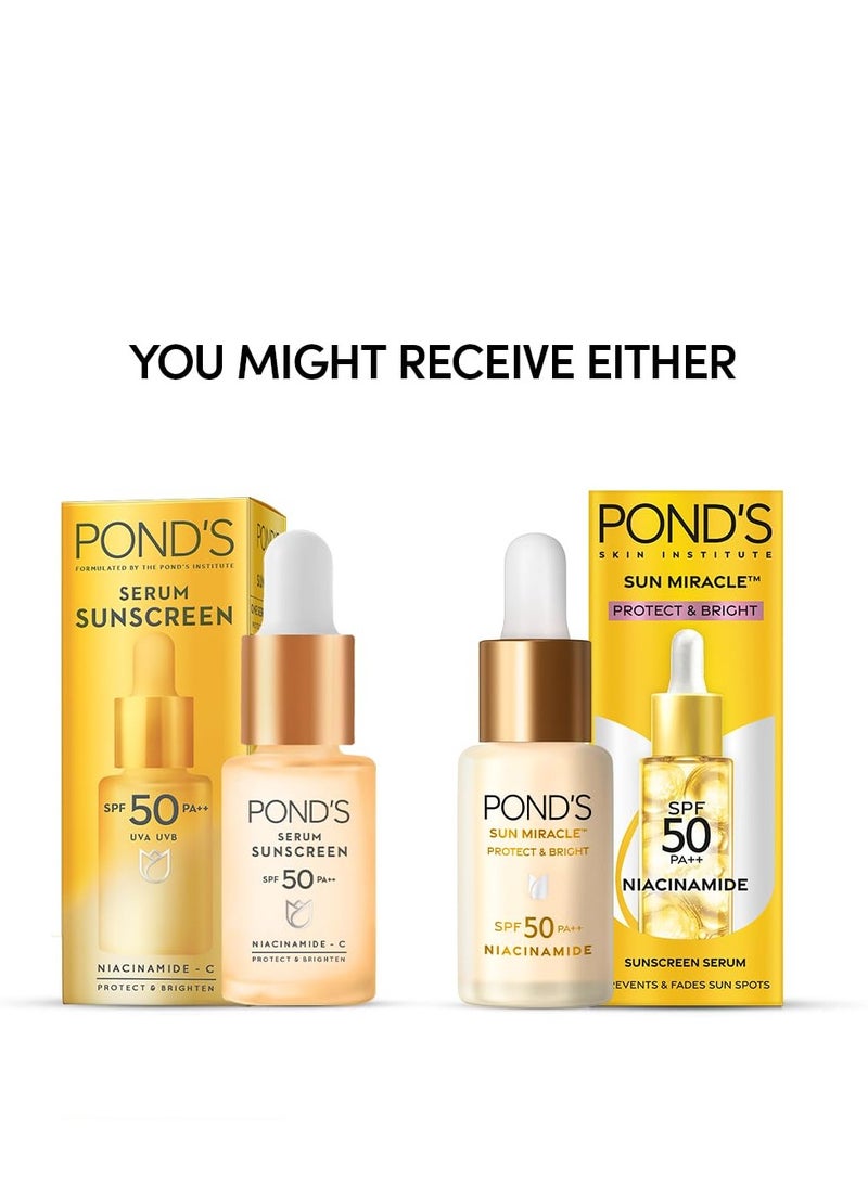 PONDS POND's Serum Boost Sunscreen For All Skin Types Serum Prevent And Fade Dark Patches With The Power Of Spf 50 And Niacinamide-C Serum 14Ml, Pack Of 1 - Image 2
