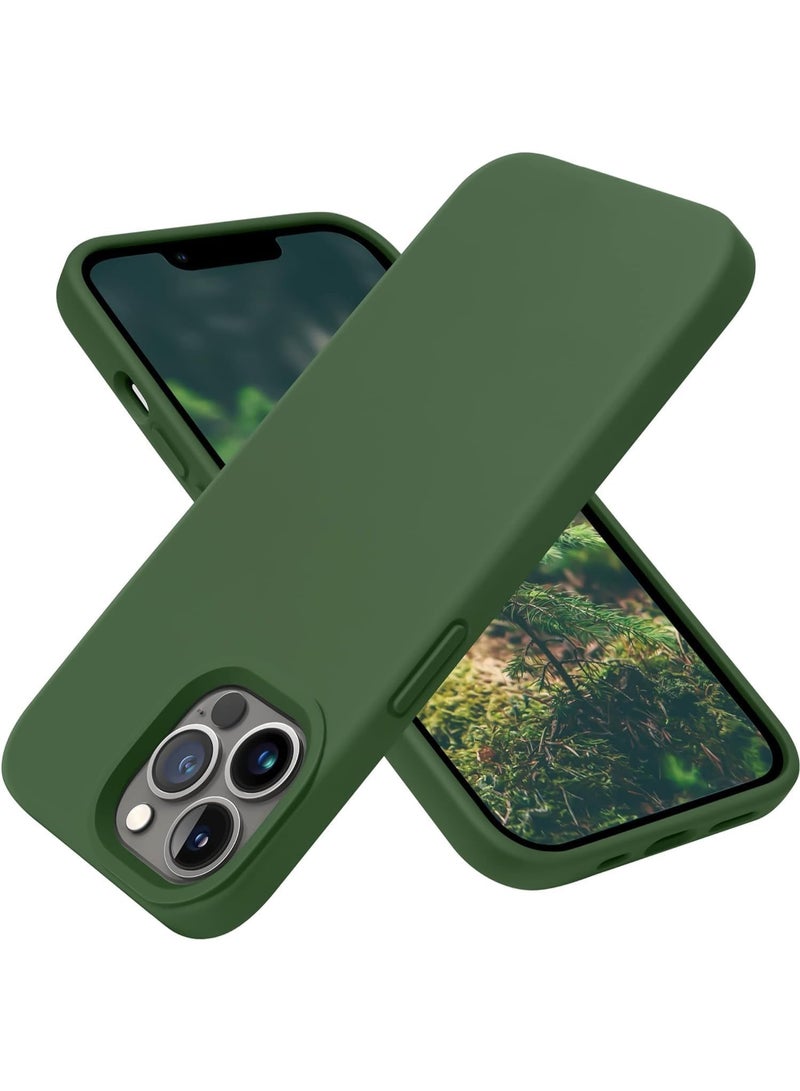 Compatible with iPhone 12 Pro Max Case 6.7 Inch Slim Liquid Silicone 4 Layers Soft Gel Rubber Shockproof Protective Phone Case with Anti Scratch Microfiber Lining (Green) - Image 1