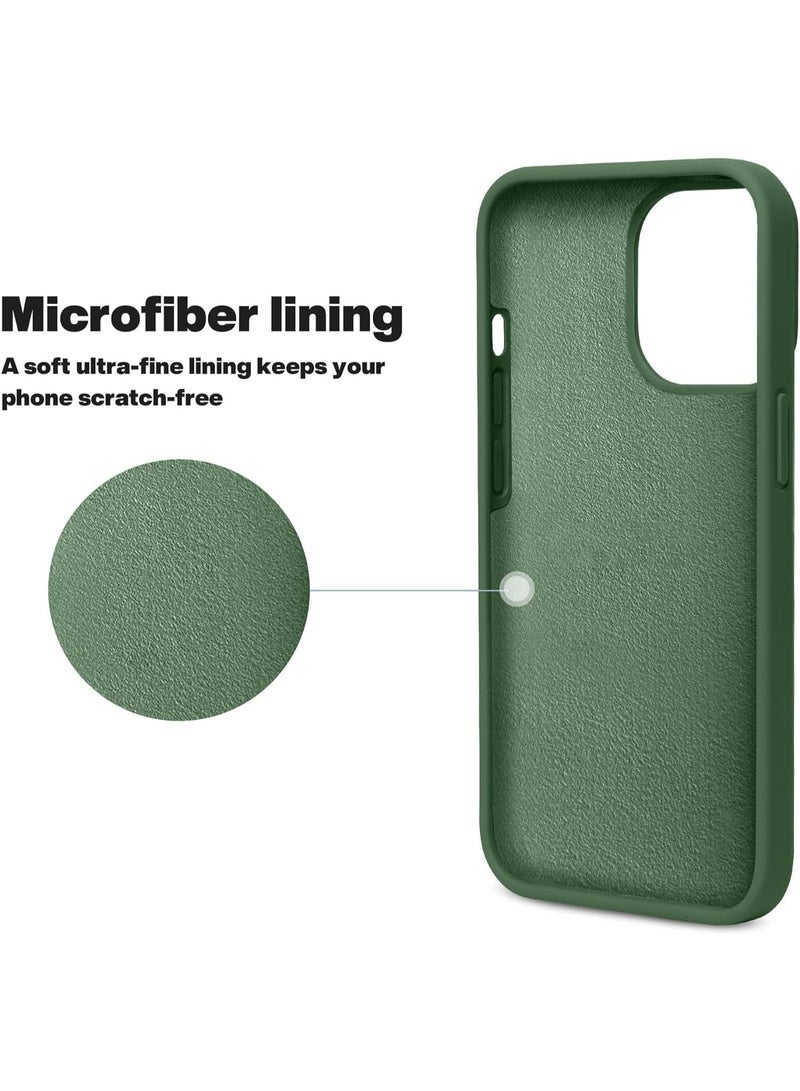 Compatible with iPhone 12 Pro Max Case 6.7 Inch Slim Liquid Silicone 4 Layers Soft Gel Rubber Shockproof Protective Phone Case with Anti Scratch Microfiber Lining (Green) - Image 4