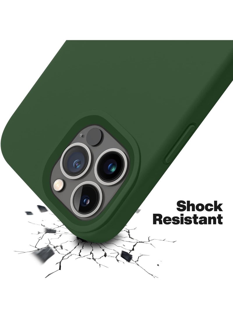 Compatible with iPhone 12 Pro Max Case 6.7 Inch Slim Liquid Silicone 4 Layers Soft Gel Rubber Shockproof Protective Phone Case with Anti Scratch Microfiber Lining (Green) - Image 5