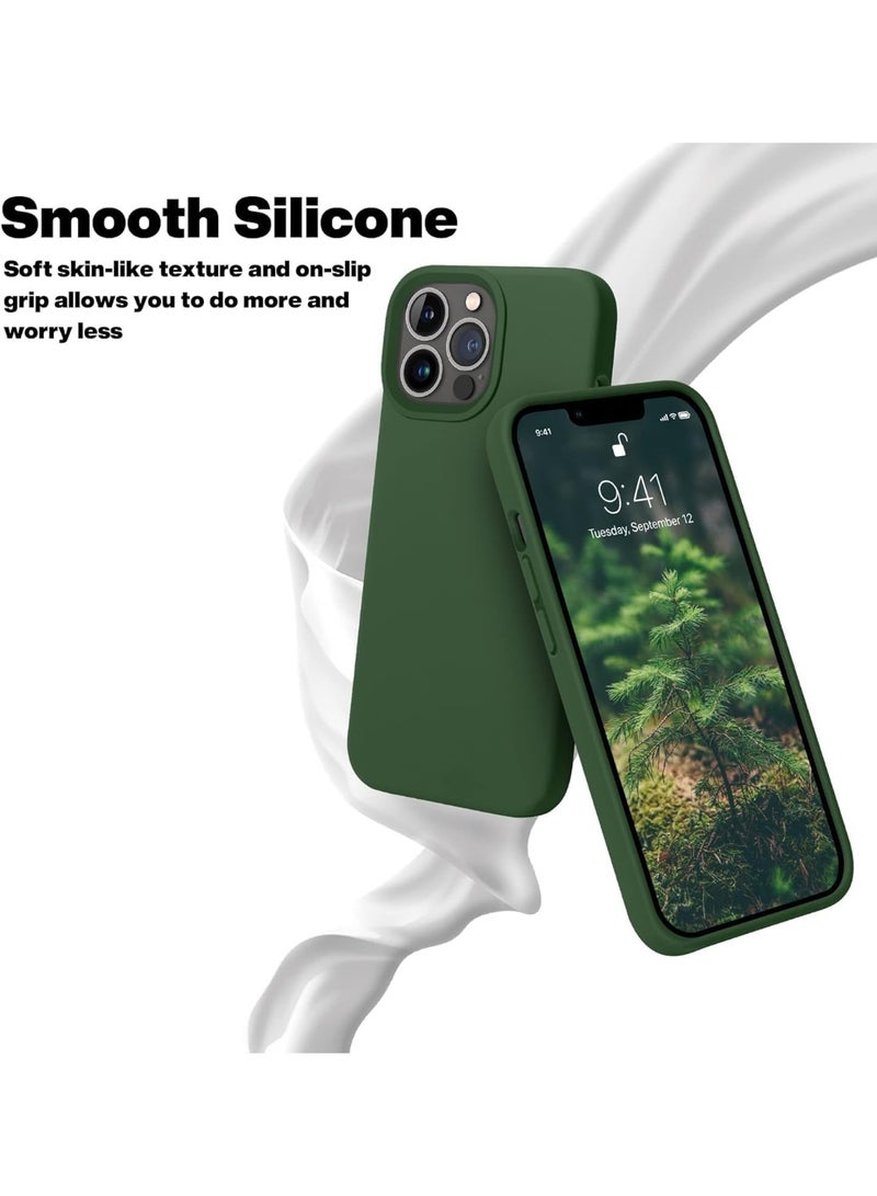 Compatible with iPhone 12 Pro Max Case 6.7 Inch Slim Liquid Silicone 4 Layers Soft Gel Rubber Shockproof Protective Phone Case with Anti Scratch Microfiber Lining (Green) - Image 2