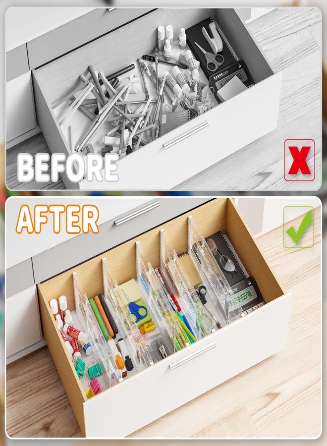 Yieach 5 Pack 6 Inch Tall Acrylic Drawer Divider for Clothes-Expandable from 12.3-18''-Adjustable Dresser Deep Drawer Dividers for Baby Clothing,Underwear,Clear in Drawer Separators for Kitchen,Office - Image 5