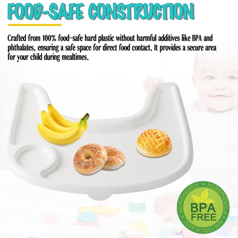 LuQiBabe High Chair Tray Cover Compatible with Stokke Tripp Trapp Chair with Cup Holder - Smooth Surface and Strong Suction - Made with Food-Safe Plastic (BPA BPS BPF Lead Phthalate Free) - White - Image 3