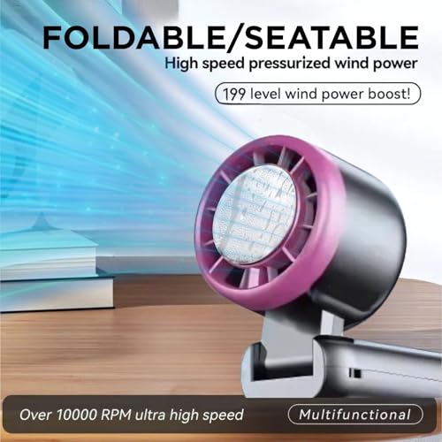 One94Store X49 Portable Mini Fan, 12000 RPM Turbo Motor, Touch Control, 100 Speed Dial, 3000mAh Battery, USB Type-C Rechargeable – Mini Fan, Hand Fan, Small Fan, USB Fan - Image 2