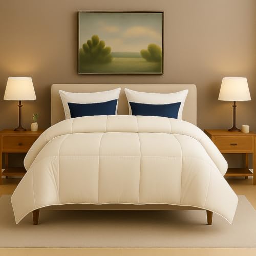 Bright Décor King Size Ivory Comforter Blanket | 300 GSM Quilt Blanket Rajai for Winter | Warm Down Alternative Duvet Insert with Corner Ties | Soft, Lightweight & Machine Washable Bedding Comforter - Image 2