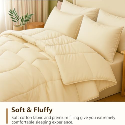 Bright Décor King Size Ivory Comforter Blanket | 300 GSM Quilt Blanket Rajai for Winter | Warm Down Alternative Duvet Insert with Corner Ties | Soft, Lightweight & Machine Washable Bedding Comforter - Image 3
