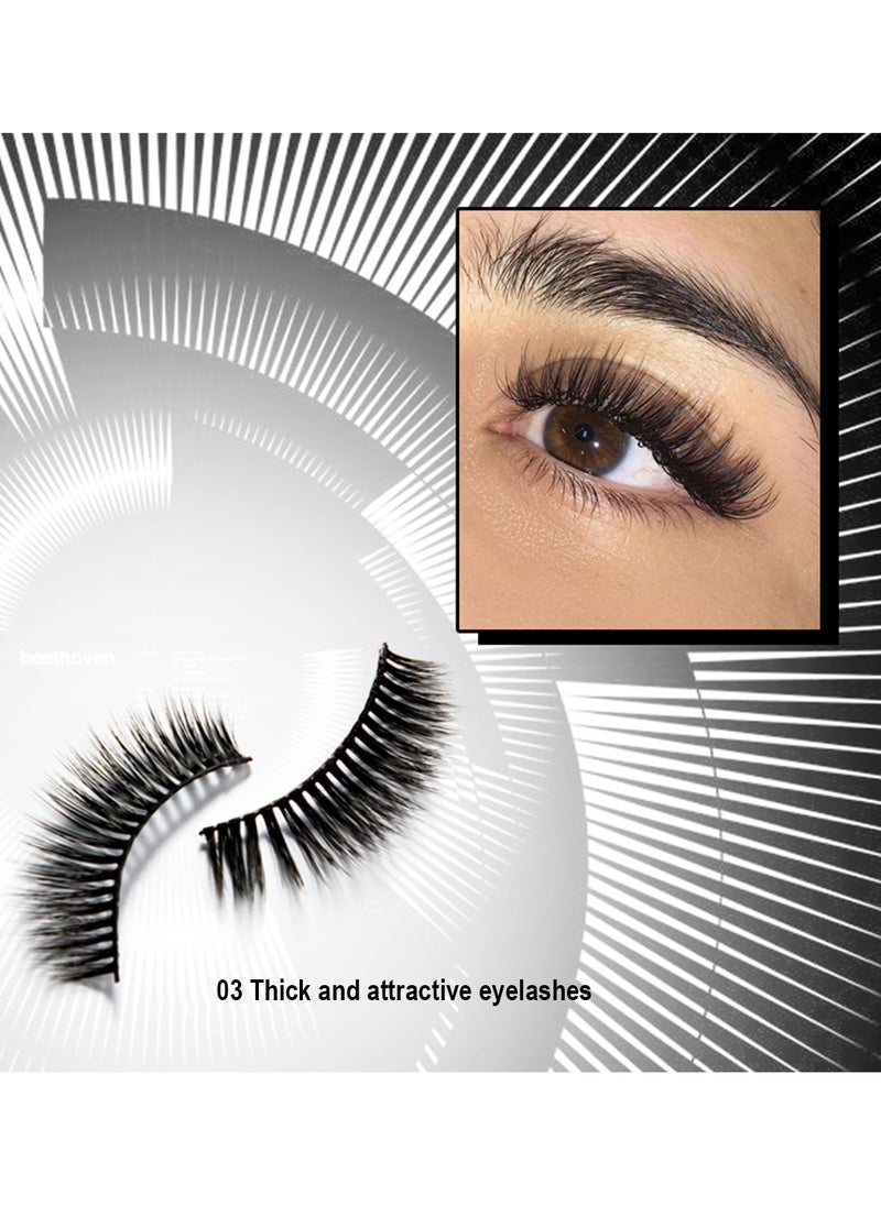 4D Mascara and False Eyelashes with Lash Glue Set, Waterproof Long-lasting Smudge-Proof Lengthening Thick Natural Volume Curled Lashes Fiber Mascara