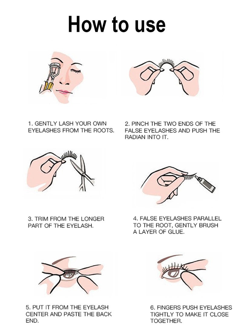 4D Mascara and False Eyelashes with Lash Glue Set, Waterproof Long-lasting Smudge-Proof Lengthening Thick Natural Volume Curled Lashes Fiber Mascara