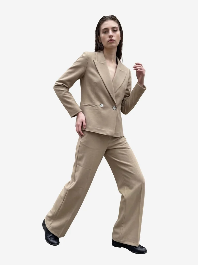 My Fashion Camel Brown MY FASHION Classic Buttoned Blazer for Women | Best Price UAE