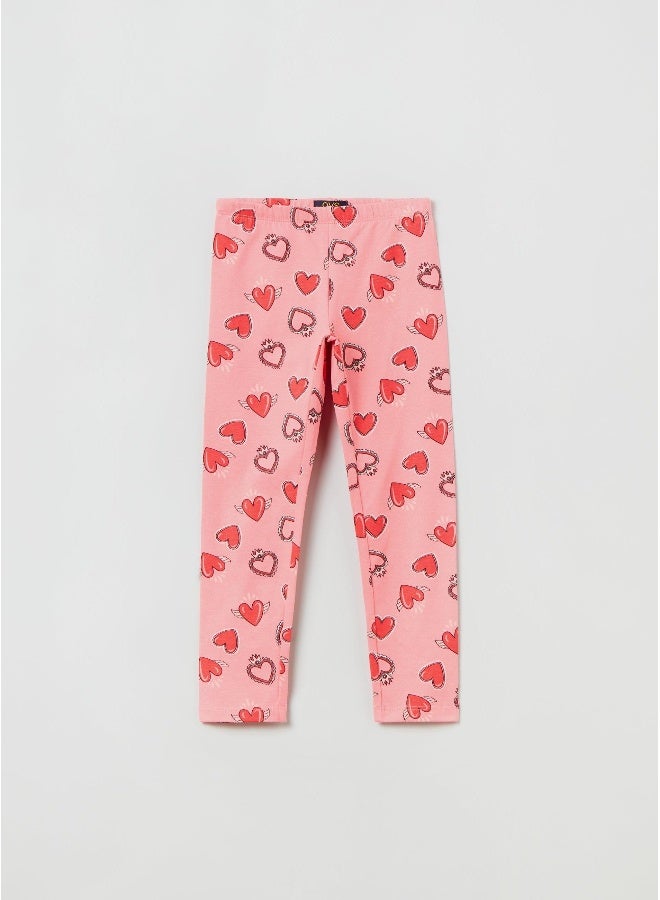 OVS Leggings In Stretch Cotton With Heart Print - Image 1