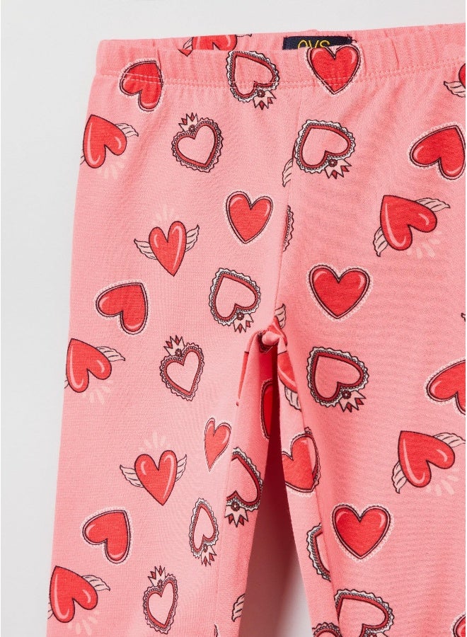 OVS Leggings In Stretch Cotton With Heart Print - Image 3