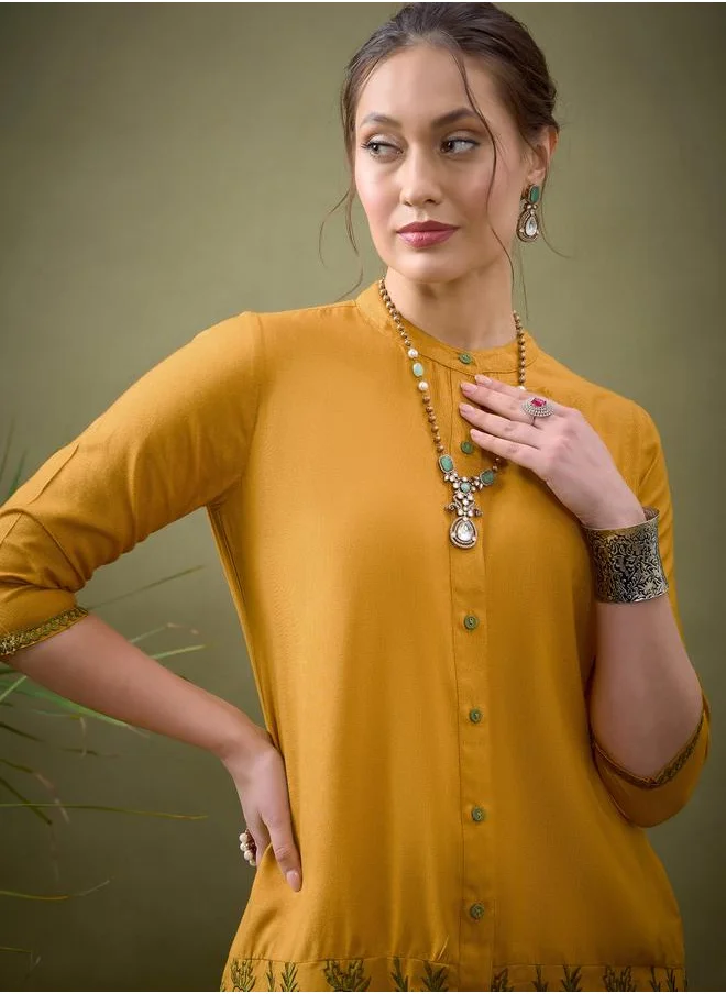 SASSAFRAS Embroidered Hem Placket Shirt & Pants Co-Ord by Styli