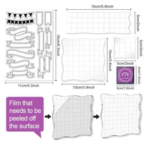 GLASSWINDS 29 Pcs Journal Stamps for Crafting Card Making Supplies Set Include 3 Acrylic Clear Stamp Blocks, 6 Clear Silicone Stamps Seals, 20 Craft Ink Pads Calendar Planner Stamp for DIY - Image 3